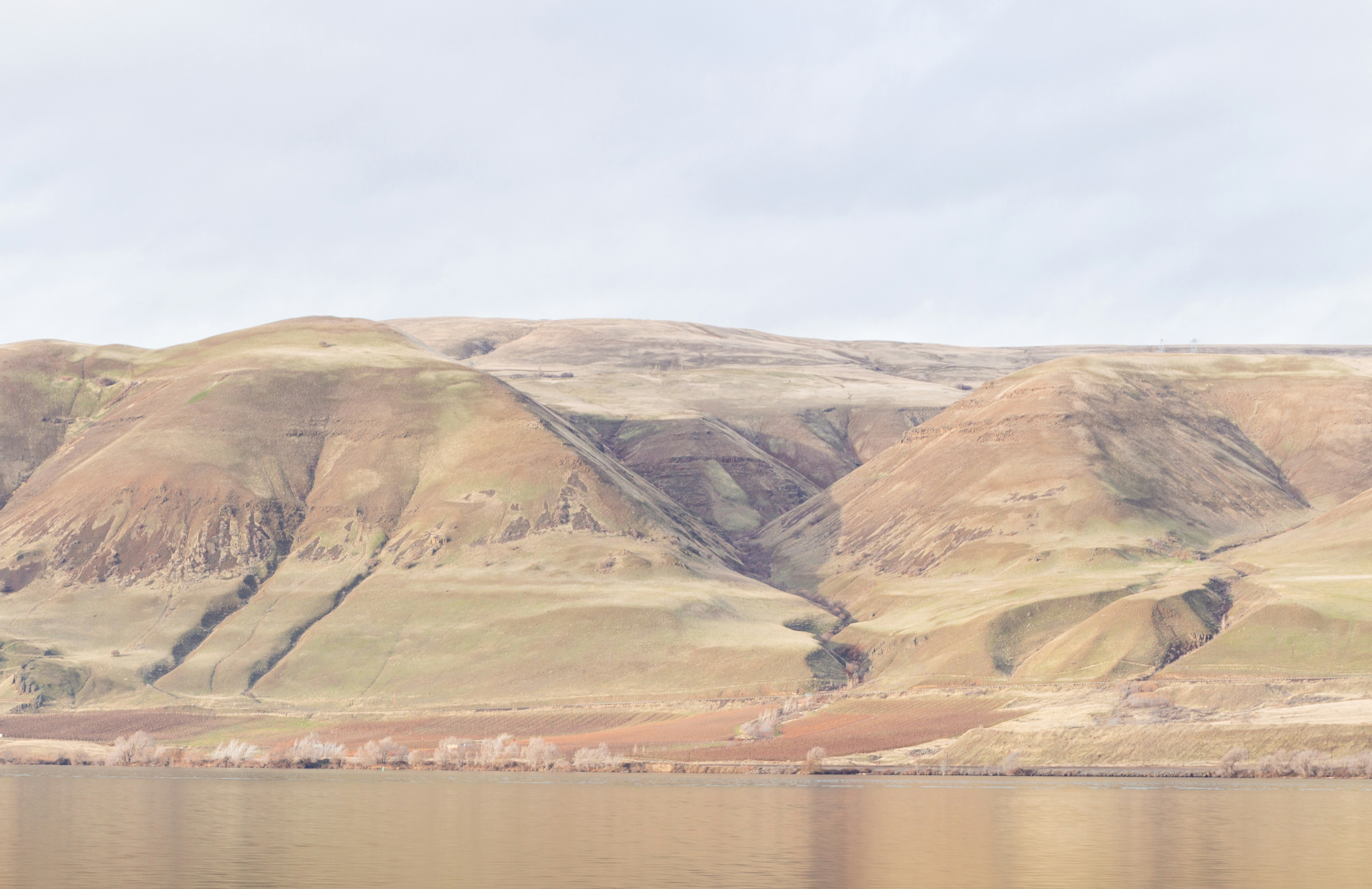 brown and green mountains beside body of water during daytime